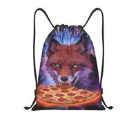 Zelinge Zaino con coulisse, sacca da palestra, Volpe cosmica con pizza, S | Borsa da nuoto per spiaggia