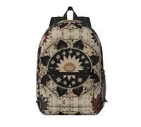 Zelinge Zaino da viaggio con conchiglie a scacchi, arancione, 43 cm di altezza, Mandala decorato con stelle e fiori, Taglia unica, Zaini da viaggio