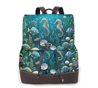 Zelinge Zaino in pelle alla moda per donne zaino da donna borsa da viaggio Turn Lock zaino con coulisse zaini, Realistico Blu Sottomarino, Taglia unica, Zaini da viaggio