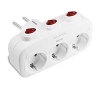 Zelkan Ladron Presa con 3 prese di corrente orizzontali - Multiprese prese con 3 interruttori - Multipla presa a muro senza cavo - Base prese multiple - Bianco