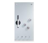Zeller 11610 Lavagnetta magnetica in vetro con ganci, 20 x 4 x 40 cm, calamite incluse, colore: Bianco