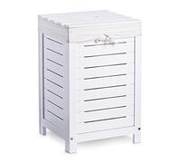 Zeller 13437 Cassapanca Portabiancheria, Legno, Bianco, 35x35x55 cm