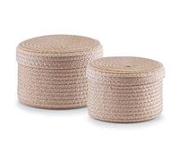 Zeller 14123 Set di Cesti con Coperchio, PP, Beige, 0.1x17.5x12.5 cm, 2 unità