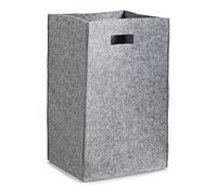 Zeller 14265 - Cesto portabiancheria, feltro, plastica, grigio, 35 x 30 x 55 cm