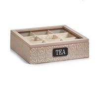 Zeller 15115 Contenitore per Bustine di tè, Legno, Beige, 24x24x7 cm