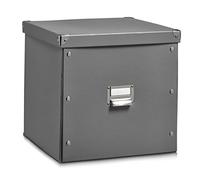 Zeller 17629 - Scatola portaoggetti in cartone, Grigio, 33,5 x 33 x 32 cm