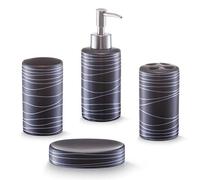 Zeller 18252 Set di Accessori per Bagno, Ceramica, Nero, 22x21.5x7 cm, 4 unità