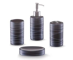 Zeller 18252 Set di Accessori per Bagno, Ceramica, Nero, 22x21.5x7 cm, 4 unità