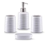 Zeller 18266 Set di Accessori per Bagno, Ceramica, Bianco, 0.1x0.1x0.1 cm, 4 Unità
