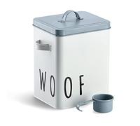 Zeller 19218 - Contenitore per alimenti "Woof", in metallo, 23,4 x 16,2 x 23,2 x 25,8 cm, colore: Bianco/Blu