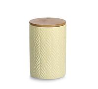 Zeller 19353 - Contenitore con coperchio in bambù, 720 ml, in ceramica, giallo, ca. Ø 10 x 15 cm, contenitore per conservazione, contenitore