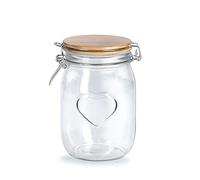 Zeller 19497 - Barattolo "Heart" con chiusura a leva, 1000 ml, ca. Ø 11 x 17 cm, contenitore in vetro