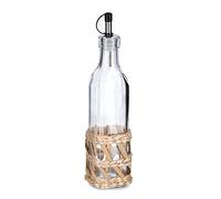Zeller 19581 - Bottiglia per aceto/olio "Boho", 280 ml, in vetro, ca. Ø 6,2 x 24,5 cm, decorazione da tavolo in paglia intrecciata, versatore per olio con tappo di chiusura