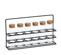 Zeller 19584 - Set di portaspezie, 7 pezzi, 55 ml, in vetro/metallo/sughero, ca. 24,5 x 4,7 x 14 cm, bottiglia: Ø 3 x 10,7, portaspezie con maniglia, stile provette, idea regalo, decorazione