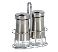 Set Condimento Sale/Pepe In Vetro E Acciaio