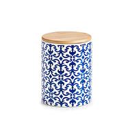 Zeller 19819 - Barattolo Marocco, 900 ml, in ceramica, blu/bianco, ca. Ø 11 x 15,3 cm