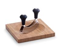 Tagliere In Bambù Zeller Con Coltello A Doppia Lama Quadrato Concavo In Feltro