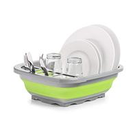 Zeller 26625 - Scolapiatti pieghevole, in plastica, colore: Grigio/Verde