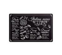 Zeller 27027 - Tovaglietta "Italian Menu", in plastica, 43,5 x 28,5 cm, colore: Nero