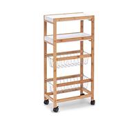 ZELLER PRESENT SCHÖNER LEBEN. PRAKTISCH WOHNEN. Carrello con rotelle, bambù, Bianco/Naturale, 40 x 22 x 83 cm