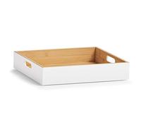 Zeller Scatola portaoggetti in bambù, Colore: Bianco, Bianco, ca. 30 x 27 x 6 cm