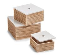 ZELLER PRESENT SCHÖNER LEBEN. PRAKTISCH WOHNEN. x Portasapone Nova, Legno, Bianco/Naturale, 24 x 24 x 14 cm, 3 unità