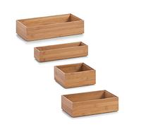 Zeller - Set di 4 scatole in bambù (una scatola per dimensione)