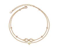 Zelnff® Cavigliera in oro rosa con lettere impermeabili I 26 lettera doppia cavigliera regolabile I Estate a piedi nudi spiaggia cavigliera regalo per donne e ragazze