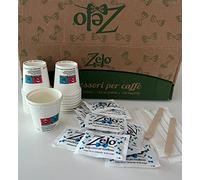 Zelo Eco Kit Accessori da caffè e Tea - 150 Zucchero eXtrafino in Bustine, 150 Palette in Legno, 150 Bicchierini Monouso Caffe in Carta