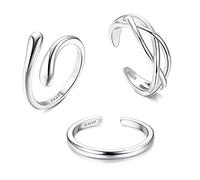 ZELORES Set di 3 anelli da piede in argento Sterling 925 da donna, con nodo celtico, anelli aperti sulla punta, gioielli a piedi nudi, minimalisti, regolabili, Argento sterling, Nessuna pietra