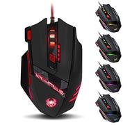zelotes Mouse da Gioco Cablato con 8 Blocchi di Peso,8 Pulsanti Programmabili,Ergonomico da 9200DPI (6 Livelli),RGB,Mouse Gaming con Filo per PC, Laptop,Nero