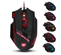 zelotes Mouse Gaming Cablata,9200DPI,8 Pulsanti Programmabili,Pesi Regolabili,RGB,Prestazioni Elevate,Design Ergonomico,Mouse da Gioco con Filo USB per PC,Mac,Laptop,Nero