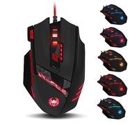 zelotes Mouse Gaming con Filo,9200DPI,8 Pulsanti Programmabili,Pesi Regolabili,Design Ergonomico,Mouse da Gioco Cablata USB per PC,Mac,Laptop,Nero