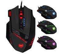 zelotes Mouse ottico da gioco RGB con pulsante di fuoco rapido, 4800 DPI (regolabile in 4 livelli), 12 pulsanti programmabili, pesi regolabili, mouse USB ergonomico cablato per ufficio/gioco/laptop/PC