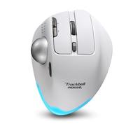 zelotes Mouse Trackball Bluetooth,Ricaricabili,4000DPI,Mouse Wireless (BT 5.0/3.0 + 2.4G),8 Pulsanti con Ricevitore USB,Design Ergonomico Senza Fili, per PC,Laptop,Tablets (Bianco)