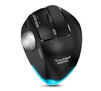 zelotes Mouse Trackball Bluetooth,Ricaricabili,4000DPI,Mouse Wireless (BT 5.0/3.0 + 2.4G),8 Pulsanti con Ricevitore USB,Design Ergonomico Senza Fili, per PC,Laptop,Tablets (Nero)