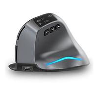 zelotes Mouse Wireless Bluetooth con Display,Ricaricabili,3200DPI,BT 5.0/3.0 + 2.4G,7 Pulsanti,RGB,Mouse Verticale Ergonomico Senza Fili per PC,Laptop,Tablets