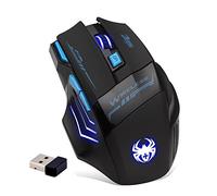 zelotes Mouse Wireless Gaming,4 DPI Impostazione,2,4 GHz con Ricevitore USB,Risparmio Energetico,7 Pulsanti,Mouse Senza Fili Ottico Ergonomico per PC,Mac,Laptop,Nero