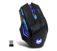 zelotes Mouse Wireless Gaming,4800 DPI con 7 Pulsanti,2,4 GHz con 2,4 GHz Con Mini Ricevitore USB, Mouse Ergonomico Senza Fili Ottico per PC,Laptop,Mac,Nero