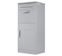 Zelsius Cassetta dei pacchi | grigio RAL9007 | acciaio zincato verniciato a polvere con elementi in acciaio inox | cassetta delle lettere con scomparto per pacchi, bloccaggio di ritorno integrato