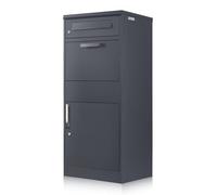 Zelsius Cassetta per lettere con scomparto per pacchi "Neptun" | acciaio verniciato a polvere con elementi in acciaio inox | RAL7016 antracite | serratura antiritorno integrata