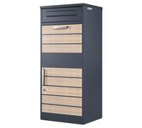 Zelsius Cassetta per lettere con scomparto per pacchi "Terra" | Acciaio verniciato a polvere con elementi in legno | RAL7016 Antracite | serratura antiritorno integrata