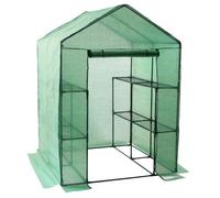 Zelsius Serra in plastica, serra per pomodori con scaffale, serra per pomodori, verdure, frutta, fiori per giardino o balcone, 195 x 143 x 143 cm, verde