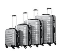 Zelsius Set di 4 custodie rigide in ABS con serratura a combinazione, doppie ruote e divisorio interno, valigetta da trasporto, custodia rigida, set da 4 pezzi, trolley, valigia grande, set di bagagli