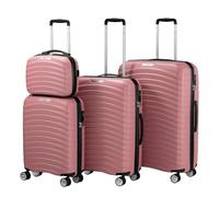Zelsius Set di 4 valigie rigide, in ABS con lucchetto a combinazione Tsa, 4 ruote doppie e divisorio interno, bagaglio a mano, set di 4 valigie rigide, set di 4 valigie rigide, Rosa, 95 liters, set