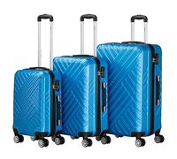 Zelsius Set di valigie 3 pezzi, blu | Valigia rigida in ABS con chiusura a combinazione, Ruote doppie e divisorio interno | Valigia a mano, set di valigie rigide 3 pezzi, trolley, valigia grande