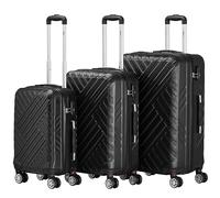 Zelsius Set di valigie 3 pezzi, nero | Valigia rigida in ABS con chiusura a combinazione, Ruote doppie e divisorio interno | Valigia a mano, set di valigie rigide 3 pezzi, trolley, valigia grande