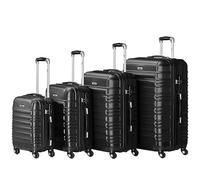 Zelsius Set di valigie 4 pezzi, nero | Valigia rigida in ABS con chiusura a combinazione, 4 ruote e divisorio interno | Valigia a mano, set di valigie rigide 4 pezzi, trolley, valigia grande
