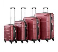 Zelsius Set di valigie 4 pezzi, rosso | Valigia rigida in ABS con chiusura a combinazione, 4 ruote e divisorio interno | Valigia a mano, set di valigie rigide 4 pezzi, trolley, valigia grande