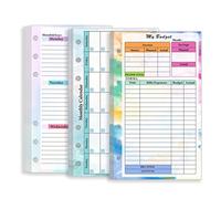 Zelten Carta perforata a fogli sciolti colorata Ricariche di carta per raccoglitore a 6 fori Organizzatore personale Diario Taccuino Pianificatore ricaricabile (Budget Weekly Monthly Planner, A6)